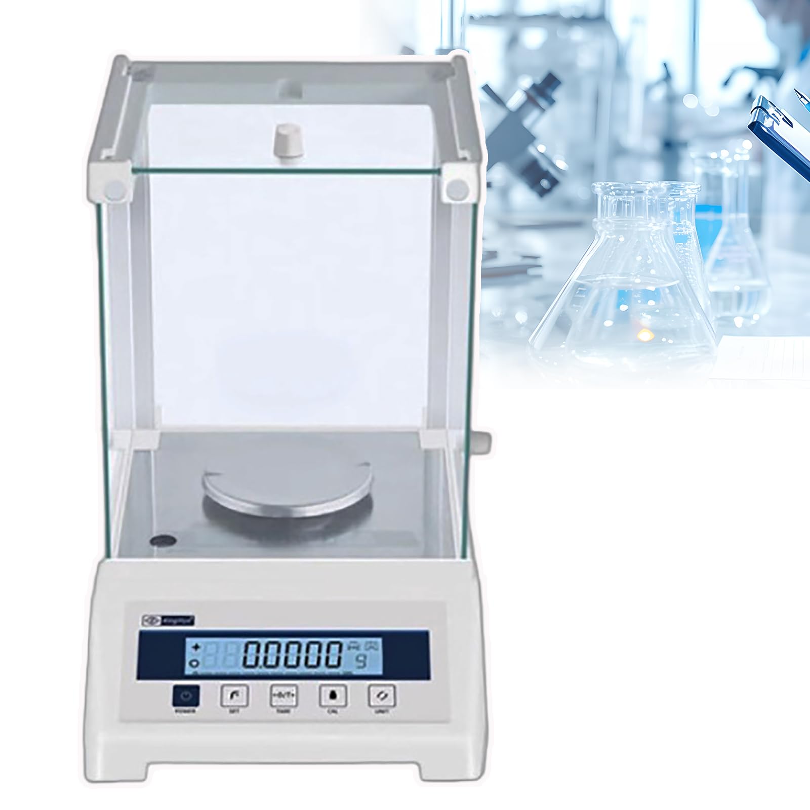 Balanza analítica de precisión con pesos de calibración, precisión de 0,0001 g, 4 unidades de medición, para uso en laboratorio