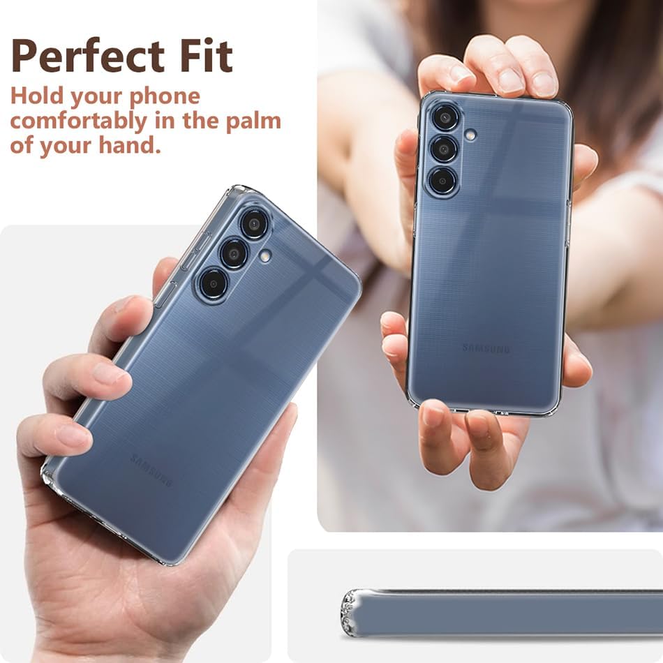 Image of Fashionury Crystal Clear Case for Samsung Galaxy M35 5G | Yellowing Resistance | Transparent TPU Silicone | Raised Camera Lips | Slim Transparent Cover