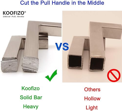 Miniatura 5 de KOOFIZO Paquete de 20 tiradores de barra cuadrada maciza para gabinete, tirador negro para muebles, distancia para los tornillos de 3 pulgadas2.992