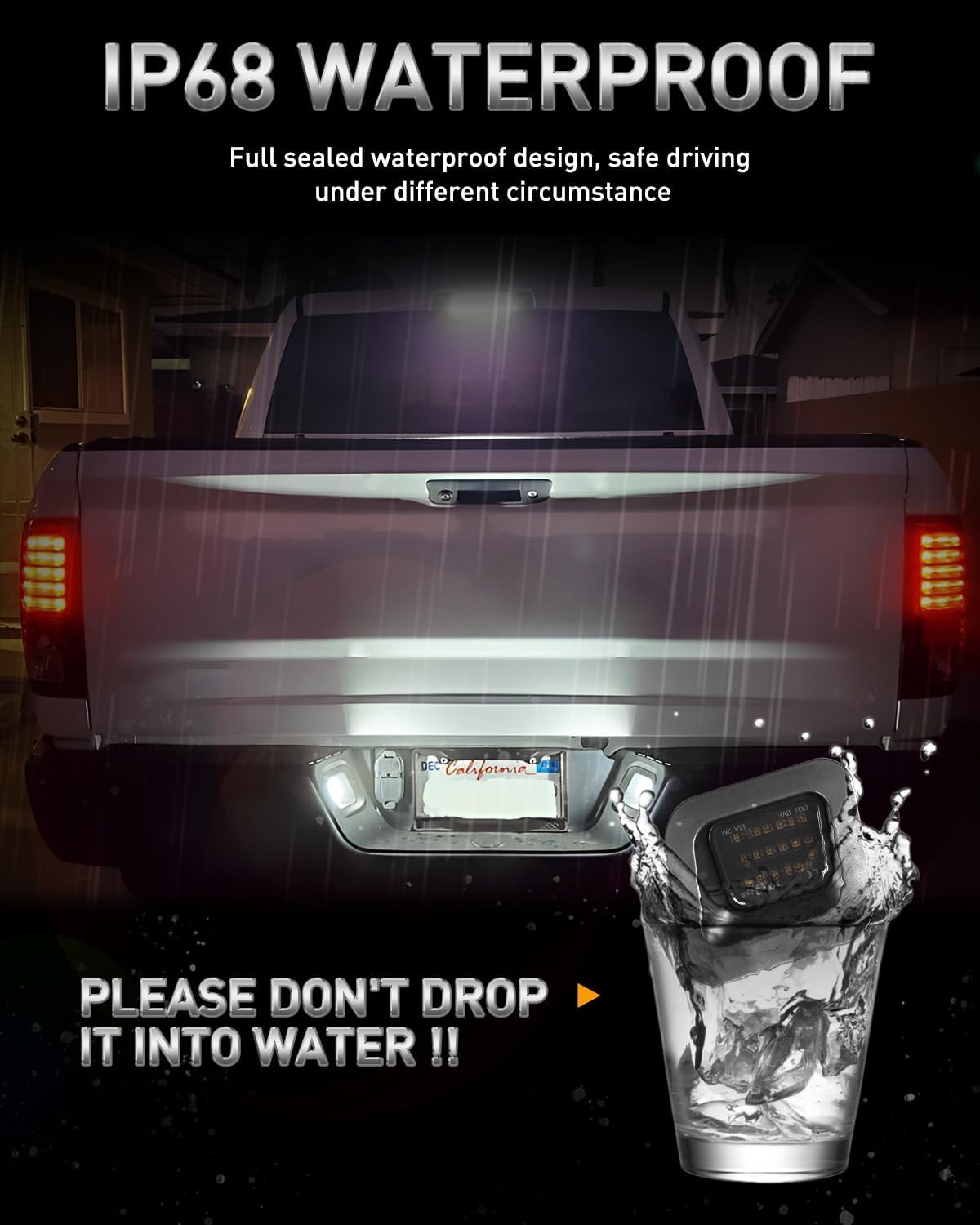 LESAUCE Full LED License Plate Light with Metal Retainer Clip for 03-18 RAM