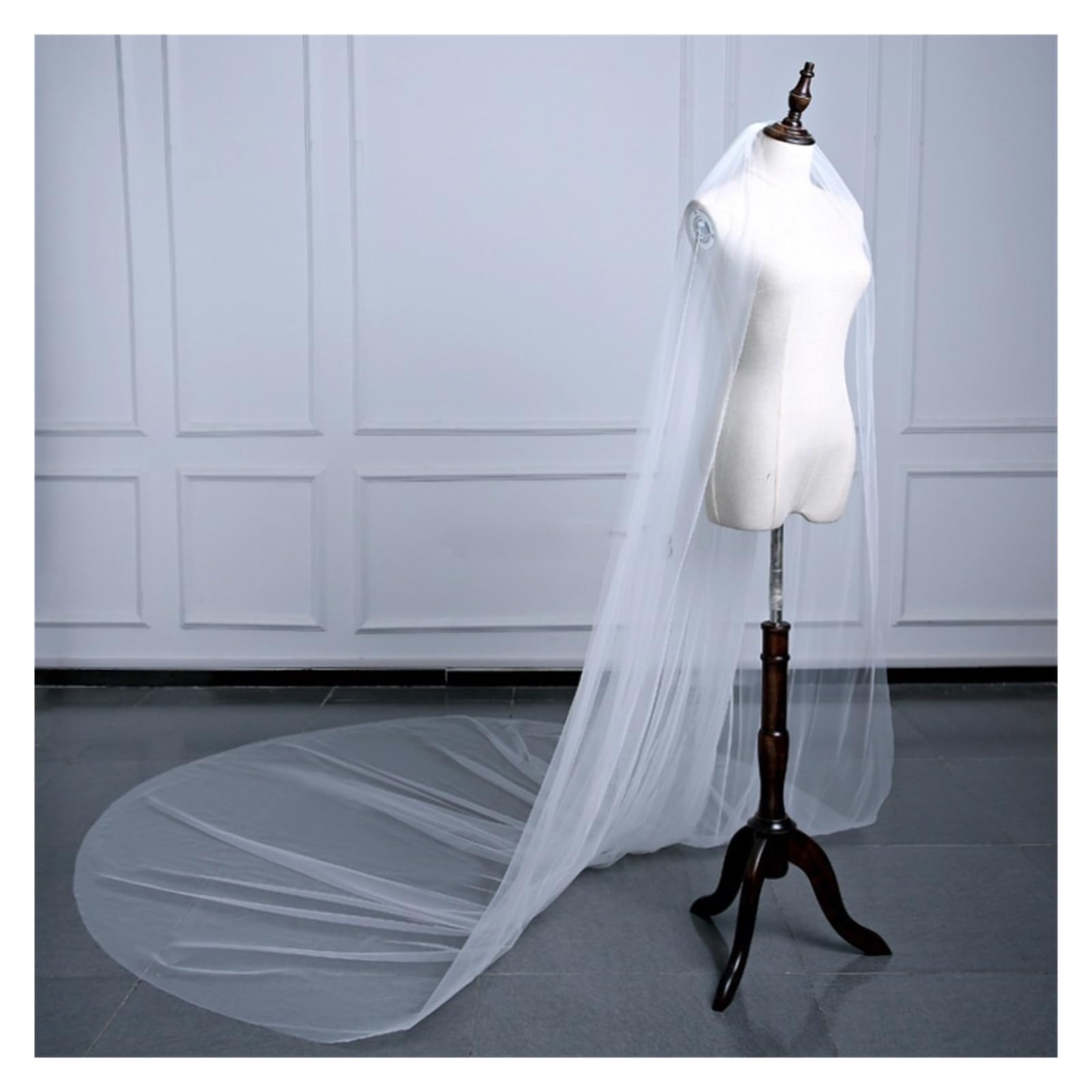 Ślub Jednowarstwowy Prosty Welony ślubne Tiulowy welon dla panny młodej z grzebieniem (Color : Ivory, Size : 300cm)