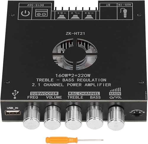 Miniatura 1 de Zk Ht21 - Tablero amplificador Bluetooth, 2.1 canales, subwoofer, estéreo, mini módulo amplificador de potencia de audio con chip HiFi Tda7498e,