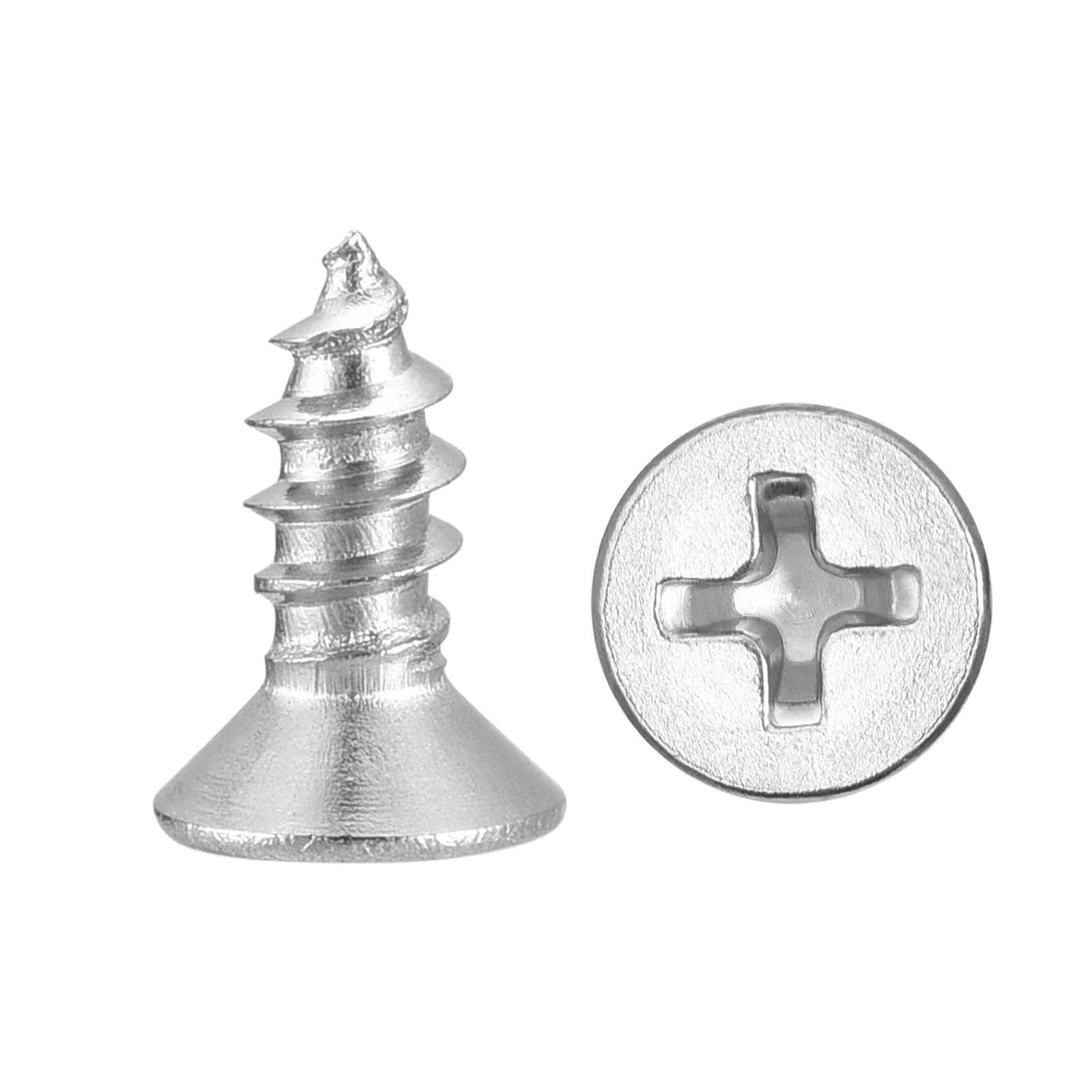 METALLIXITY Countersunk Phillips Wood Screw (#4x3/8") 300Pcs, 304 Stainless Steel Coarse Thread Phillips Drive Flat Head Wood Screws - for Furniture Installation Repair, Silver — image 1