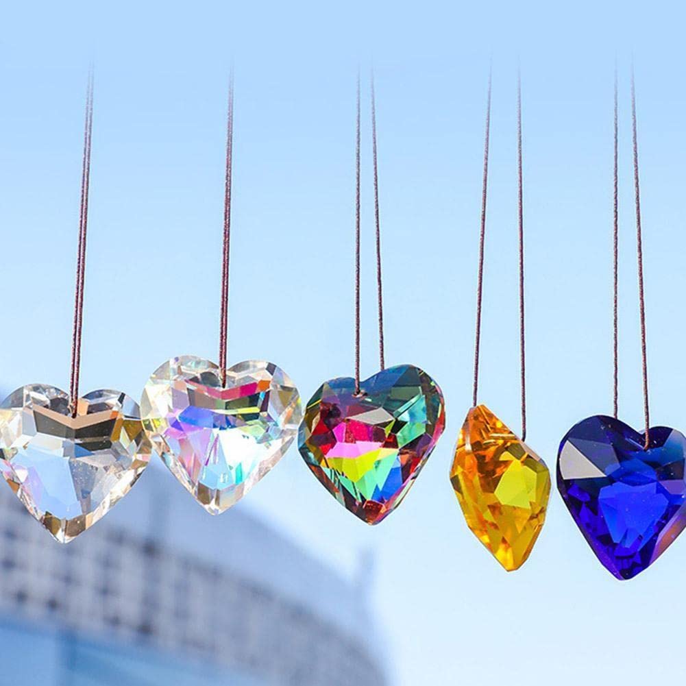 WEISIPU Acchiappasole A Cuore Con Sfera Di Cristallo 45mm - Prisma Suncatcher Per Finestre, Decorazione Arcobaleno Per Giardino, 28cm