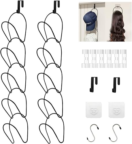 LINFIDITE Paquete de 10 percheros para gorras de béisbol, estante de almacenamiento de cola de sirena para sombreros, colgador de pelucas, montaje disponible en Yaxa Colombia