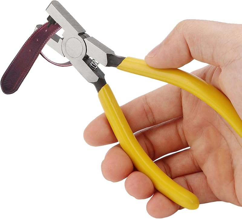 Alicates perforadores de cuero para cinturón de reloj, alicates perforadores redondos pequeños de 2,0mm | Acero resistente, mango antideslizante, herramienta de cuero para cinturones finos, zapatos, sillas de montar, collares de tela para perros, proyectos de bricolaje para el hogar o manualidades.