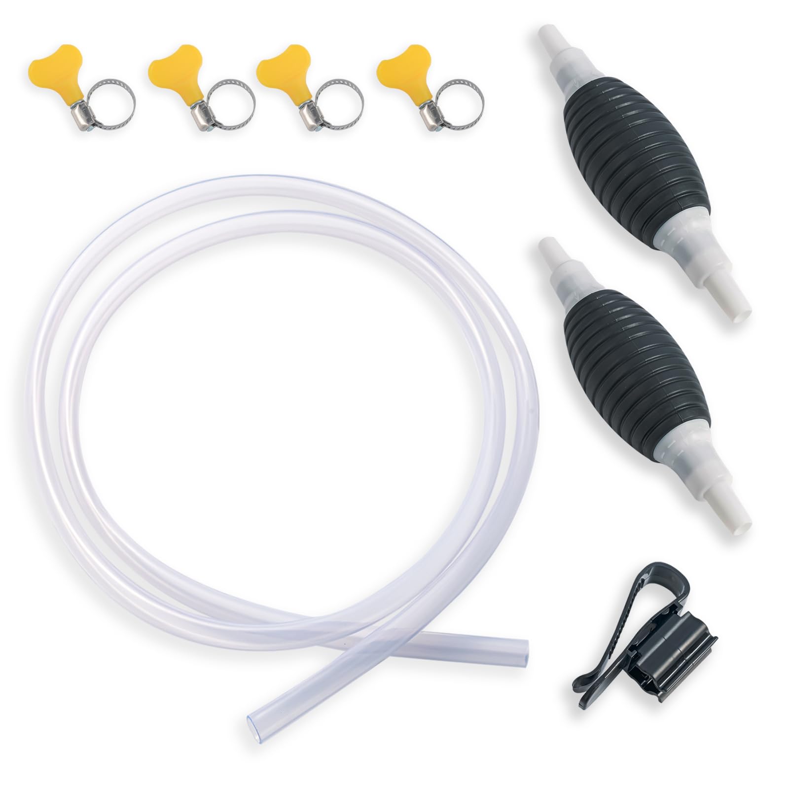 Siphon Pump, Enlarged Caliber Siphon Fuel Hand Pump with 6.6 Ft Durable PVC Siphon Hoses, Third Generation Gas Siphon Pumps with Return Valve for Gasoline, Oil, Diesel, Water, Liquid, Fluid