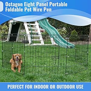   Iconic-Pet-Portable-Foldable-Metal-Wire-Dog-Exercise-Playpen-Eight-Panel-Pen-64-Width-24-Height