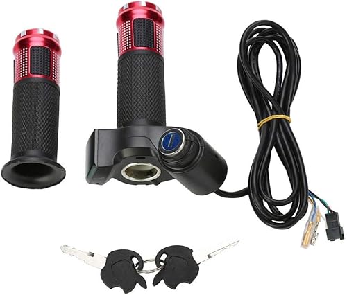 Empuñadura del acelerador de 4 colores con mango de pantalla LED con llave para bicicleta eléctrica (rojo)