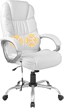 BestOffice Desk Ergonomic Computer Lumbar Support Headrest Armrest High Back Task Rolling Swivel PU Leather Executive Chair for Adults (White)