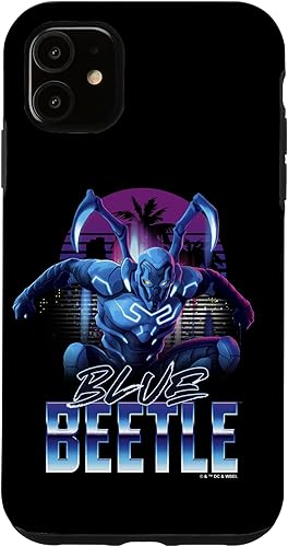 iPhone 11 Blue Beetle Neon City Lights Super Hero Action Portrait Case disponible en Yaxa Mexico