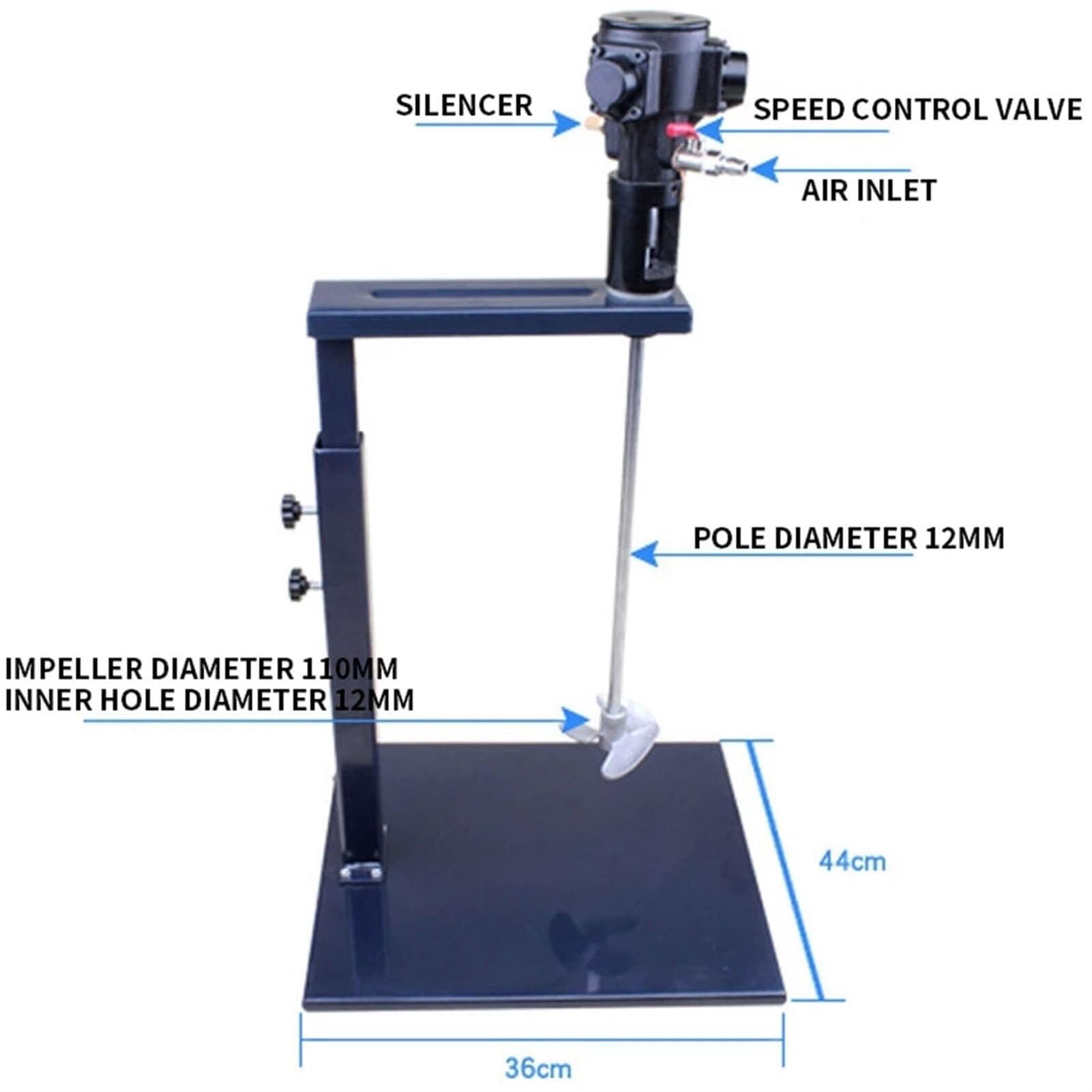 Mezclador de soporte neumático de 5 galones/20 galones, máquina mezcladora de pintura, elevación automática, velocidad 1500-3000r/min, for disolvente de tinta líquida viscosa de revestimiento de pintu