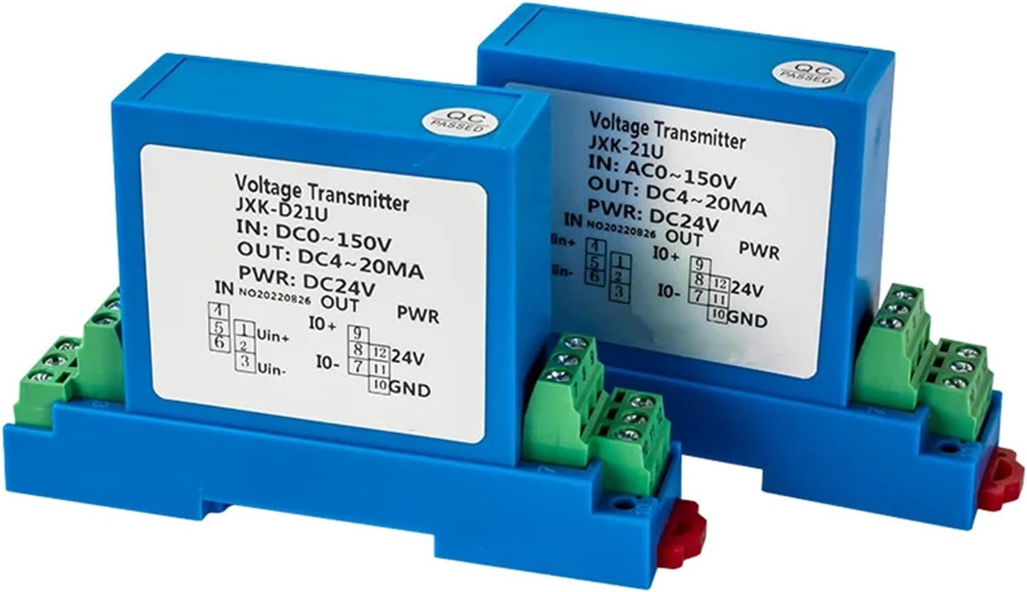 Voltage Sensor 4-20mA to 0-10V to 1-5V to RS485 Output Voltage Sensor DC 24V Voltage Transducer 1000V AC Voltage Transmitter(RS485 Output,DC 0-800V_AC 220V)