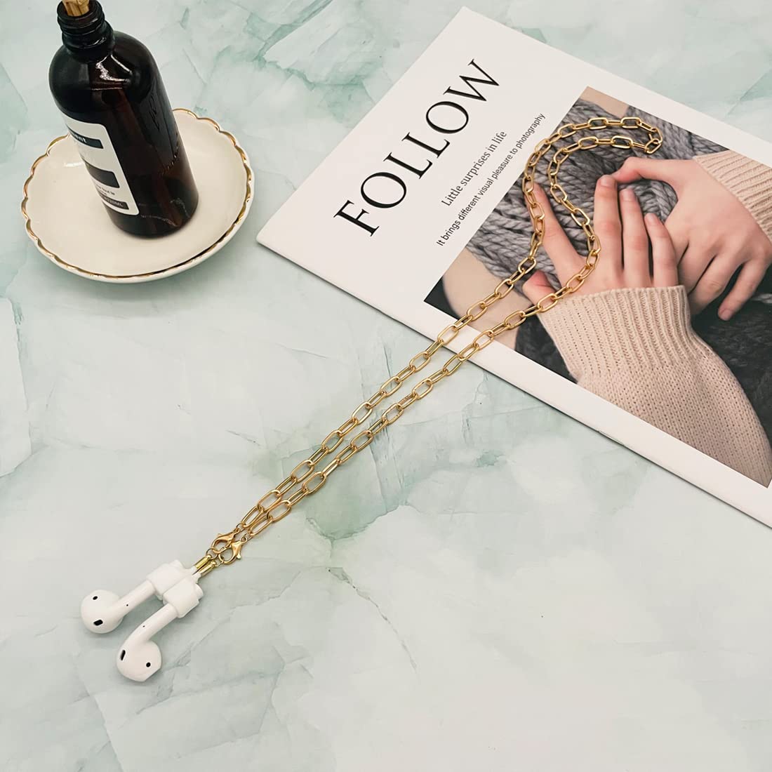 JOJOPANDA Anti-Lost Airpod Chain Holder Lanyard Cord Strap Slide...