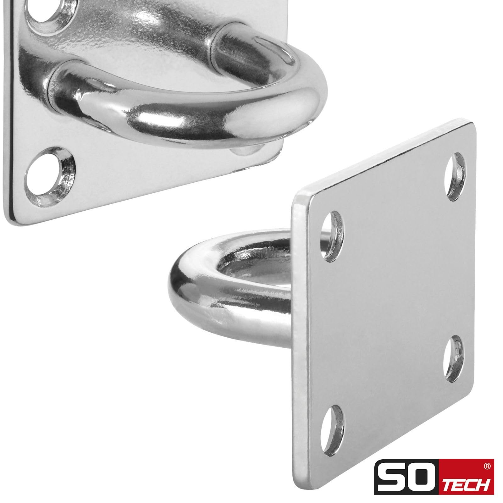 SOTECH Befestigungsöse 4er Set 50 x 40 mm Ankerplatte aus V2A Edelstahl SS304 Zurröse für Sonnensegel, Sandsack, Seilzug uvm. Baumarkt