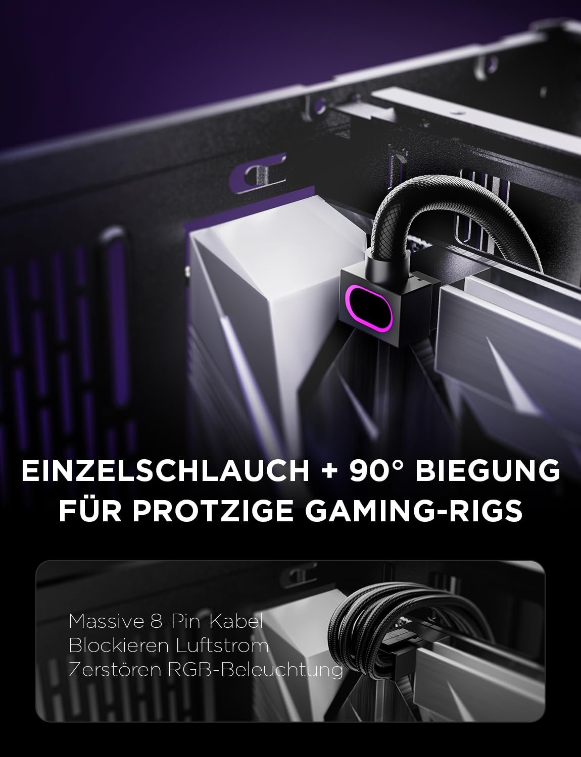AsiaHorse Hydrus 8-Pin CPU Verlängerungskabel [NUR FÜR CPU], EPS 12V Stromkabel (Nicht FÜR GPU), 18AWG Sleeved, 5V 3-Pin ARGB Sync - Schwarz