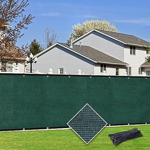 Cisvio 6'X176' Privacy Screen Fence 90% Blockage Custom Size Heavy Duty Protective Covering Mesh Fencing for Outdoor Patio Lawn Garden Balcony Dark Green (6'x1' to 6'x300')