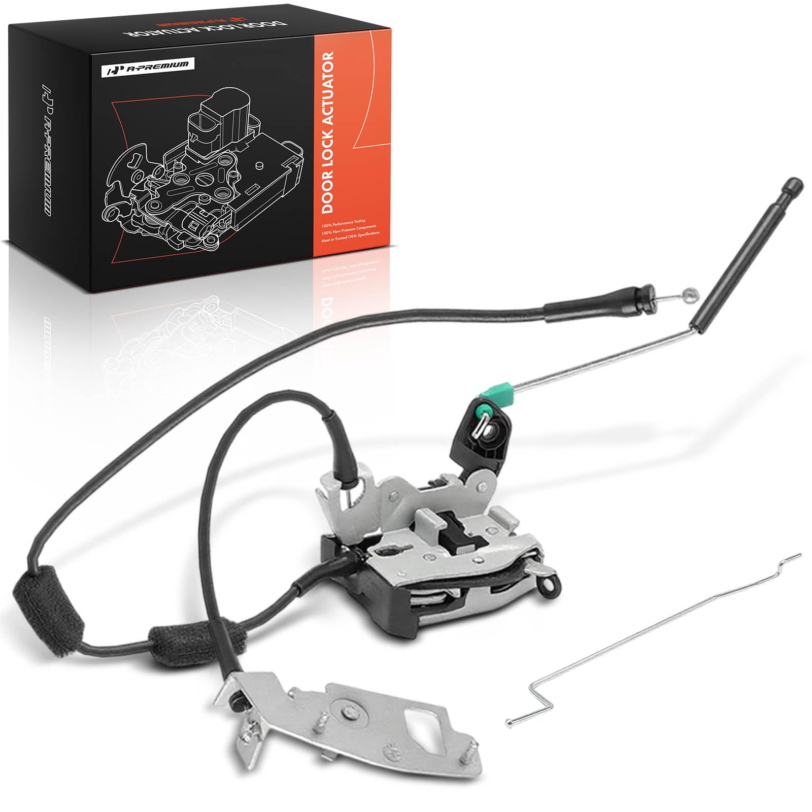 A-Premium Rear Door Latch Assembly with Cable &amp; Rod, Right Passenger Side -