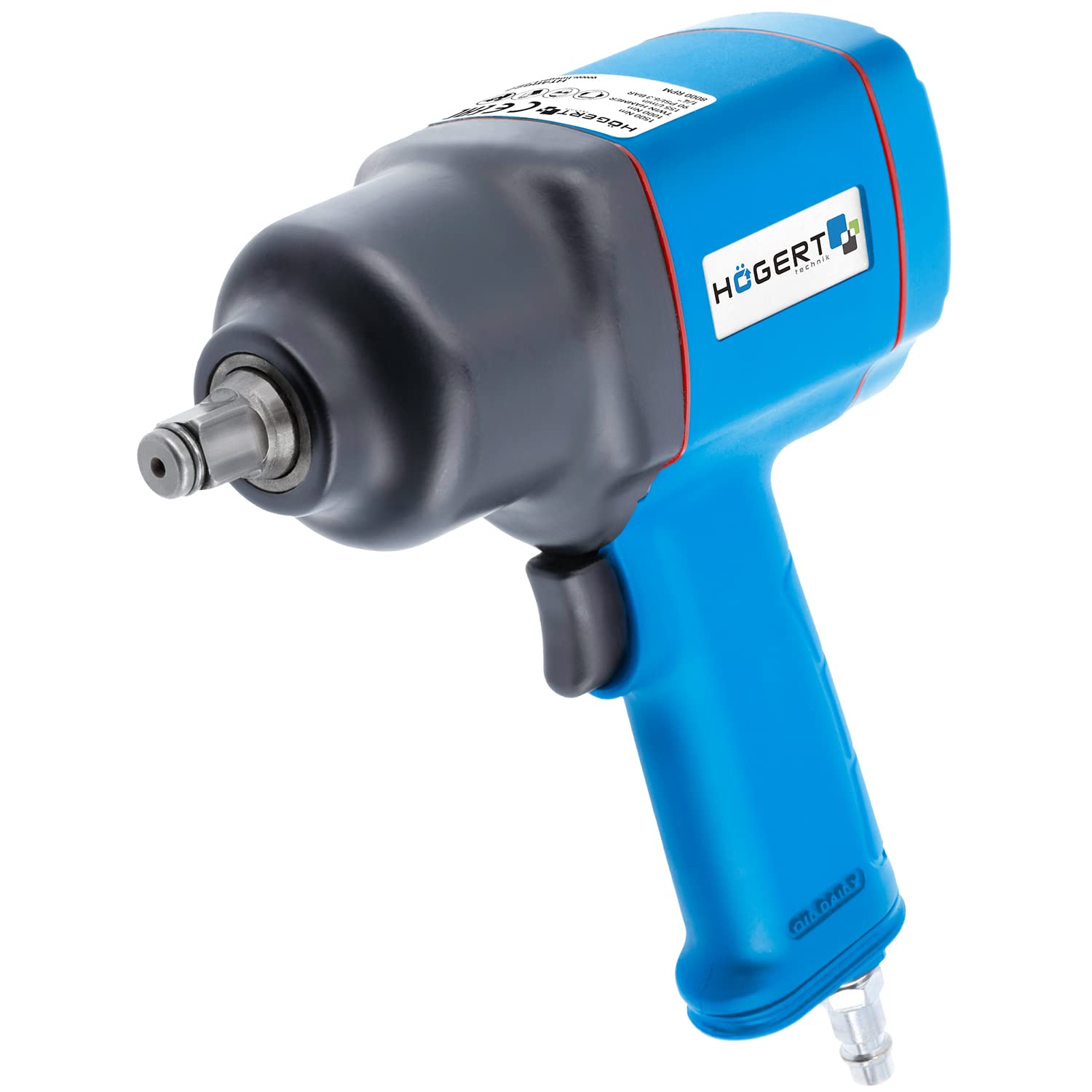 Högert Technik - Pneumatyczna wkrętarka udarowa 1/2" I mechanizm udarowy - Twin Hammer I zakres mocy do 1500 Nm I 3 zakresy pracy I przełącznik kierunku obrotu w lewo/prawo I HT4R623