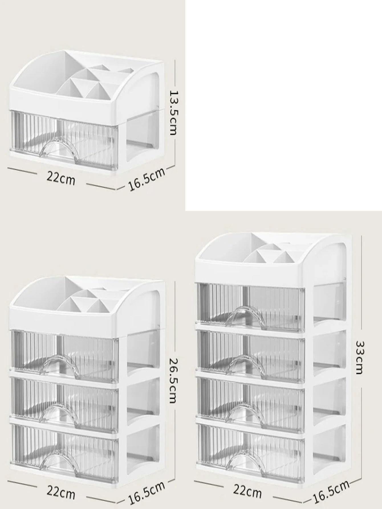 Organizador De Maquillaje Organizador de Maquillaje Gran Capacidad con cajón for cosméticos y Almacenamiento(White-Four)