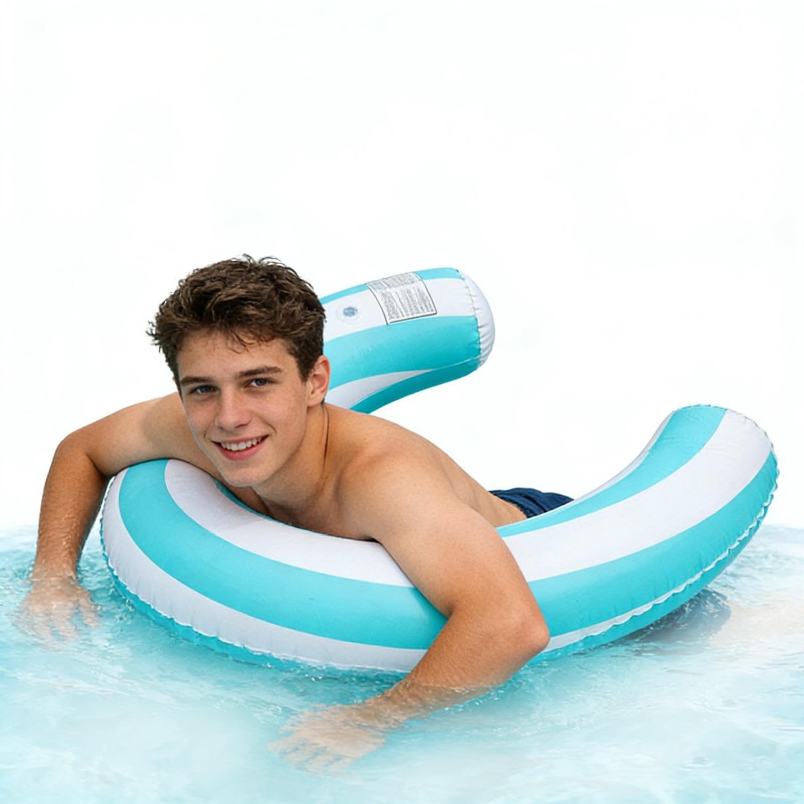 Frite Gonflable Set de 4 Noodles Aquatiques avec Pompe à Air | Flotteurs de Piscine en Forme de Noodle Pour plage, fête, vacances, week-end, rivière