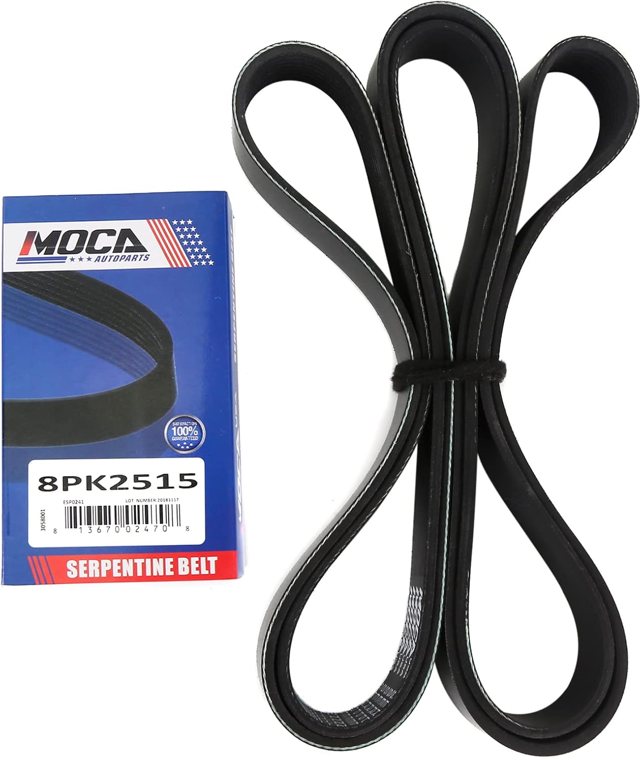 MOCA EPDM Serpentine Belt 8PK2515 Compatible with 99-01 03 for Ford F-150 5.4L, 03-04 for Ford E-450 Super Duty 6.8L, 97-01 for Ford E-150 Econoline Club Wagon 4.6L 1.12" Width, 8 Ribs with AC