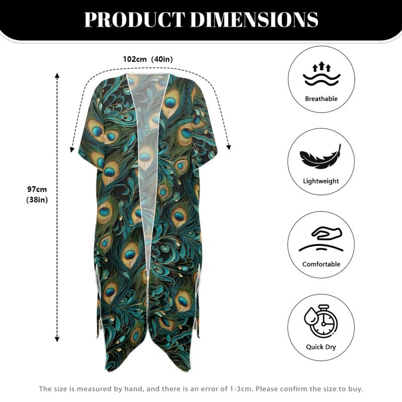 Irisjudy Women Swimsuit Cover up Open Front Beach Kimono Lightweight, Abstract Color Long Summer Swimwear Cover Ups2