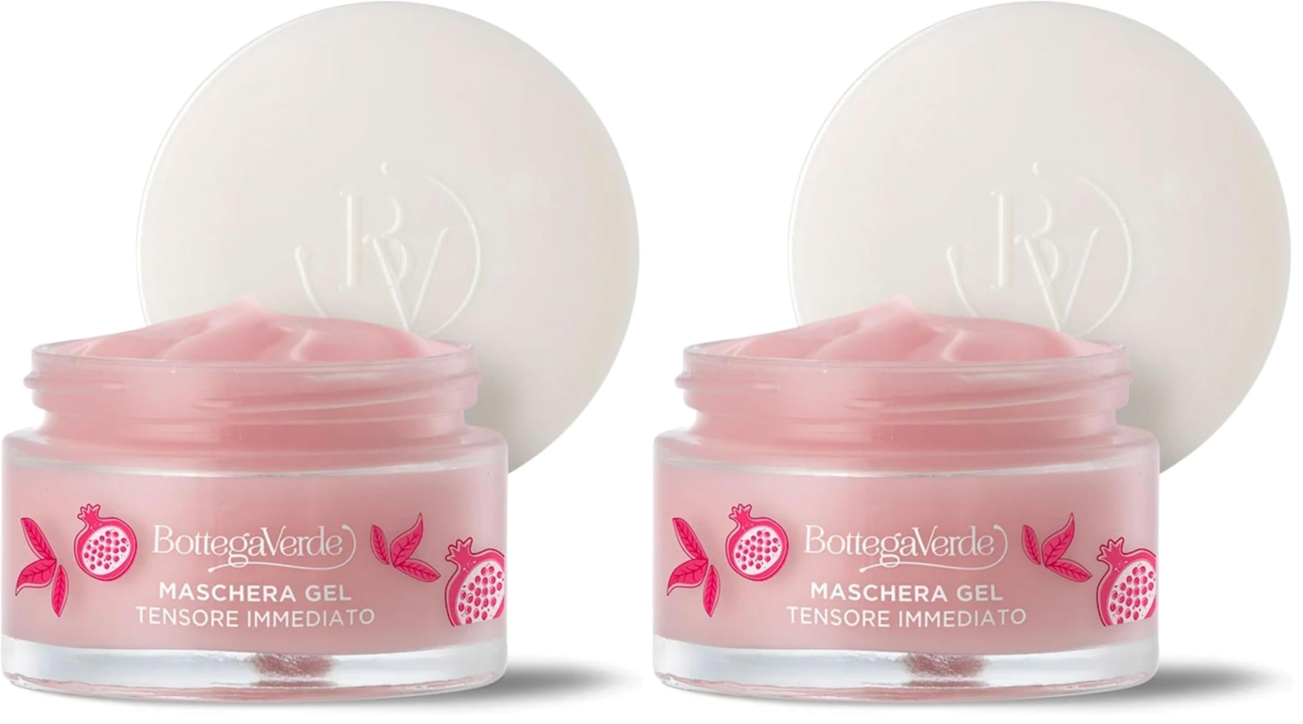 Bottega Verde - Estratti di bellezza - Maschera gel - con acqua di Melograno da economia circolare e The rosso (50 ml) - tensore immediato (Confezione da 2)
