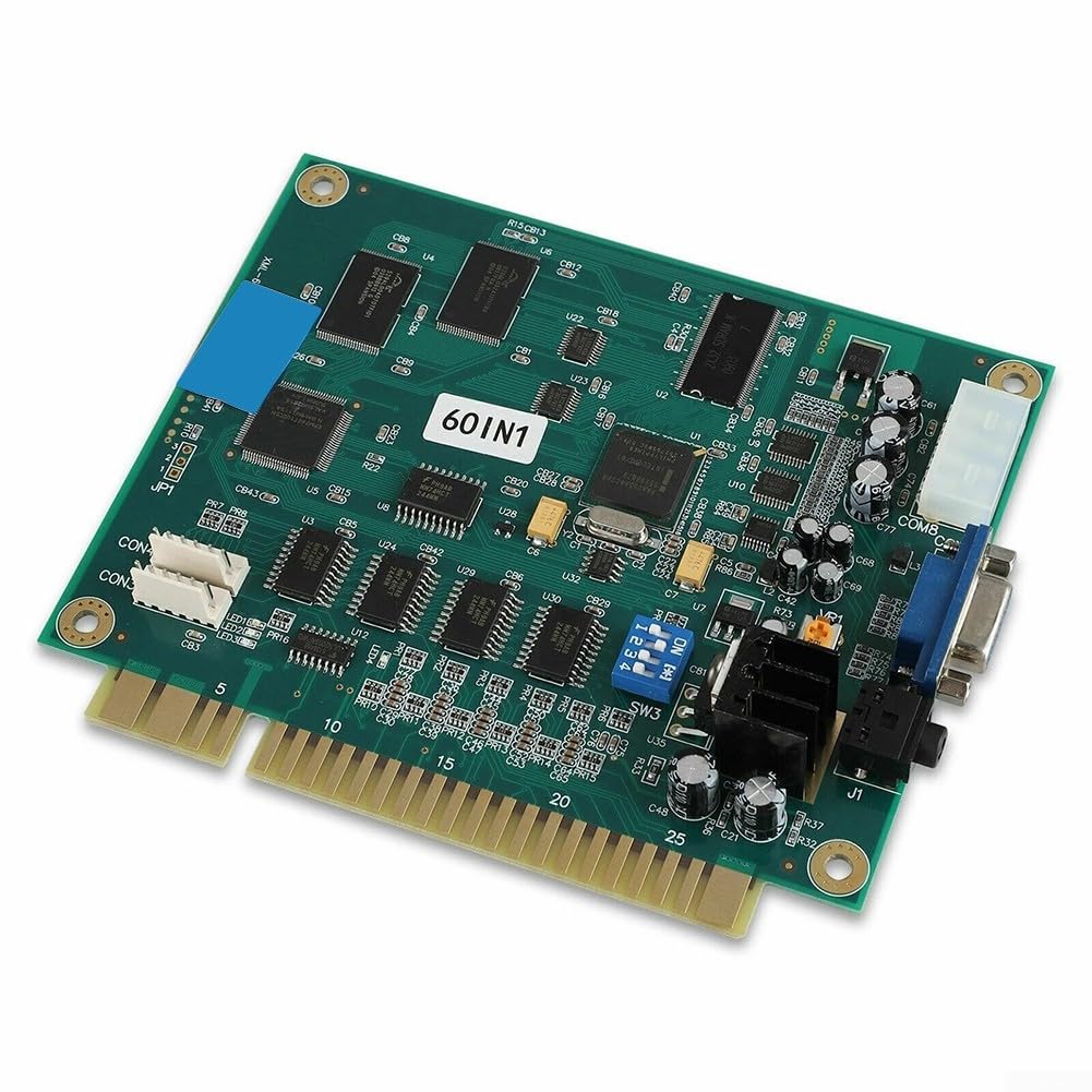 Scheda PCB multicade 60 in 1 con uscita VGA CGA per JAMMA per armadio arcade, supporta trackball joystick e alimentazione ATX, circuito verde