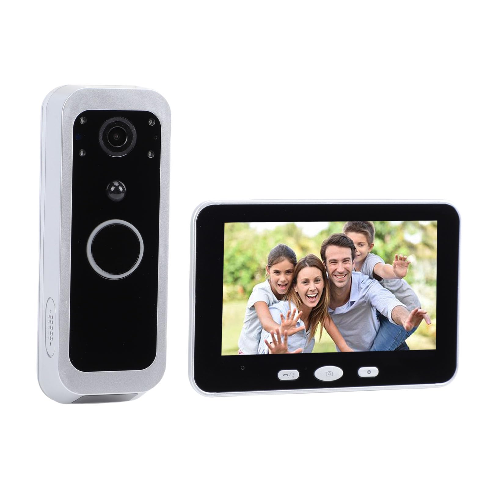 Videocitofono WiFi, Videocitofono 1080P con Display IPS 5 Pollici per Appartamenti Hotel, Grandangolo 150°, APP Rilevamento Movimento Monitoraggio Remoto Audio Bidirezionale