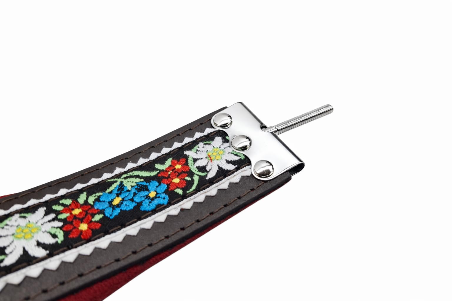 Generisch Akkordeon Bassriemen Edelweiss Rot inkl. Verstellerset – gepolsterter, verstellbarer Bassgurt für Akkordeon & steirische Harmonika – robust, komfortabel & traditionell im Trachtenstil