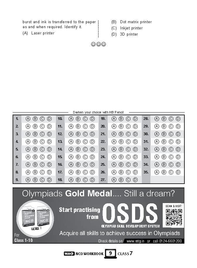 National Cyber Olympiad (NCO) Work Book for Class 7 - Quick Recap, MCQs, Previous Years Solved Paper and Achievers Section - NCO Olympiad Books For 2022-2023 Exam 3