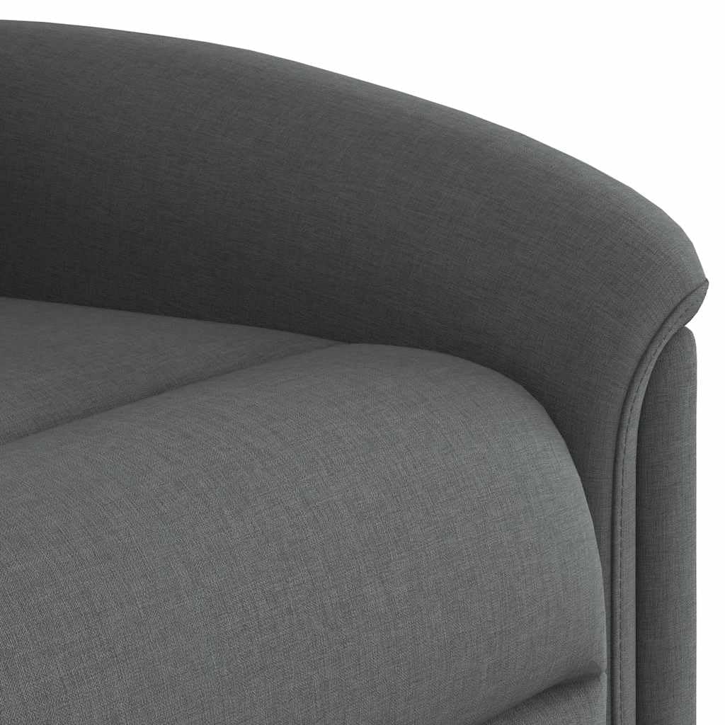 vidaXL Poltrona Alzapersona Massaggi Reclinabile Grigio Scuro Tessuto, Poltrona reclinabile rialzata, Sedia reclinabile per Anziani, Sedia alzabile elettrica