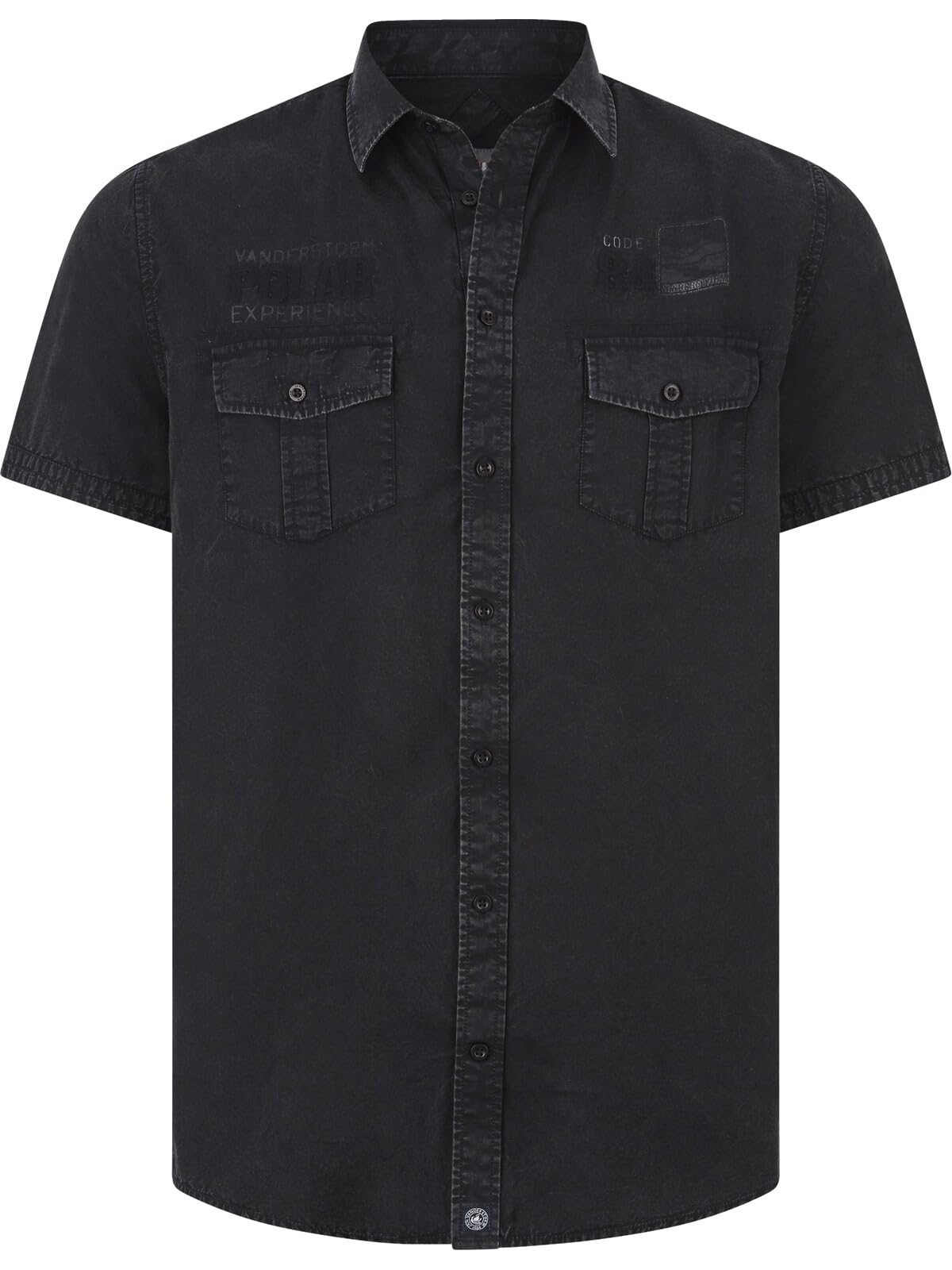 Jan Vanderstorm Herren Kurzarmhemd Alpri | aus 100% Baumwolle mit Acid-Wascheffekt, bequemer Comfort-Fit für Männer, Kentkragen-Details, große Größen L–7XL