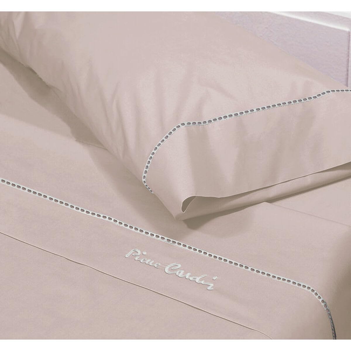Pierre Cardin® Juego de Sabana 4 Piezas, sabanas 150 x 200 cm, 100% Algodon, Gramaje 130g/m², 180 Hilos, Sabana encimera 230 x 280 cm, 2 Fundas de Almohada 45 x 85 cm, Color Rosa.