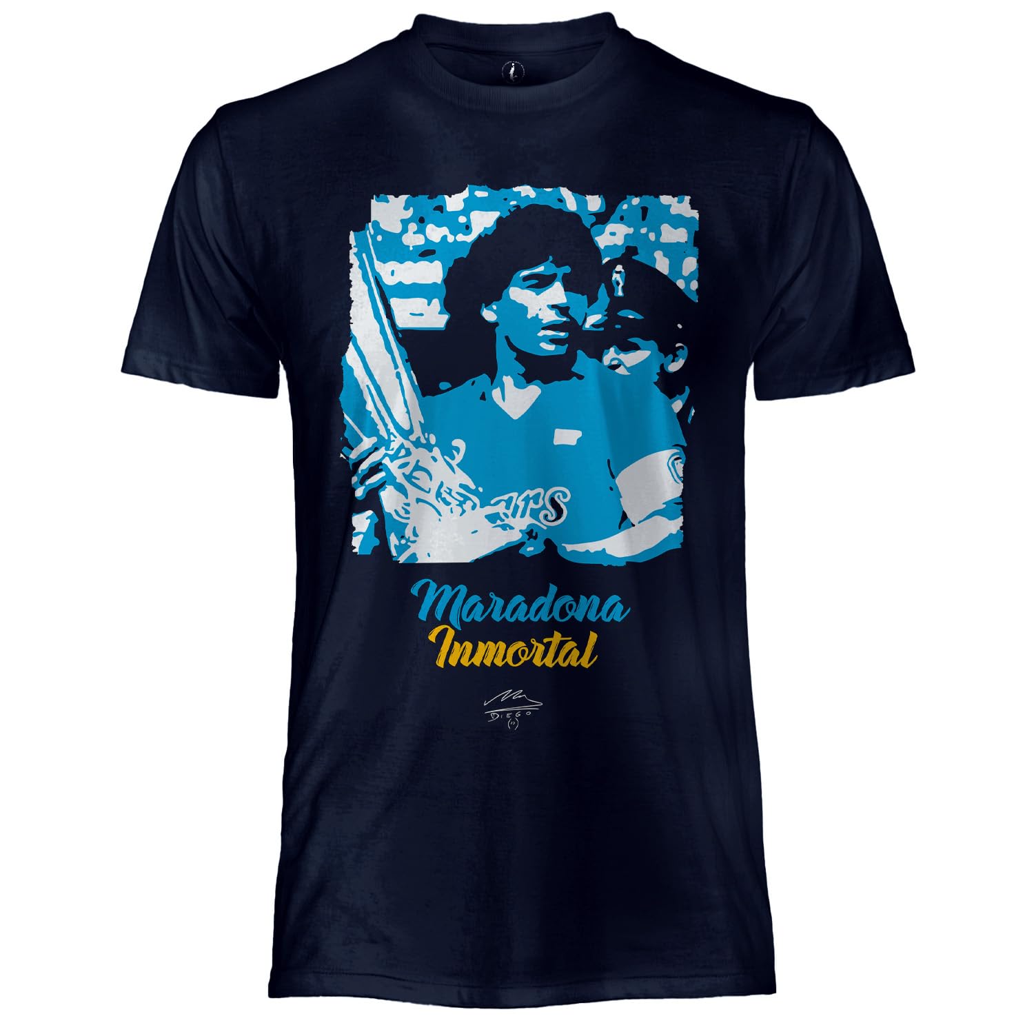 Maradona Official Trophy Shirt, Unisex Cotton T-Shirt, Regular Fit for Adult and Boys, blue, M