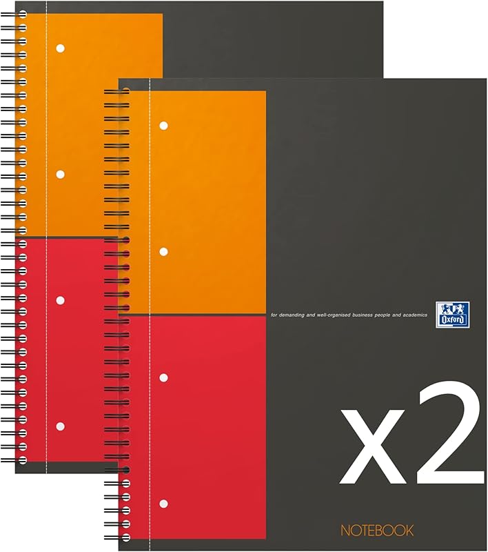 Oxford Lot 2 Cahiers International Notebook A4Plus Petits Carreaux 5 mm 160 Pages Reliure Intégrale 