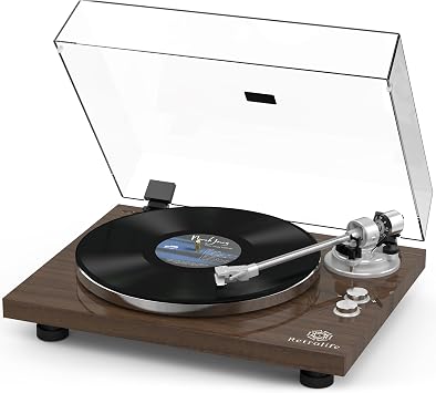 Turntable Record Player Wireless Output Vinyl Players Aluminium Platter Carbon Fiber Tonearm Belt-Drive LP 33 45 RPM Phono Audio AT-3600L MM Cartridge RCA Line Anti-Skate Pitch Control Coffee