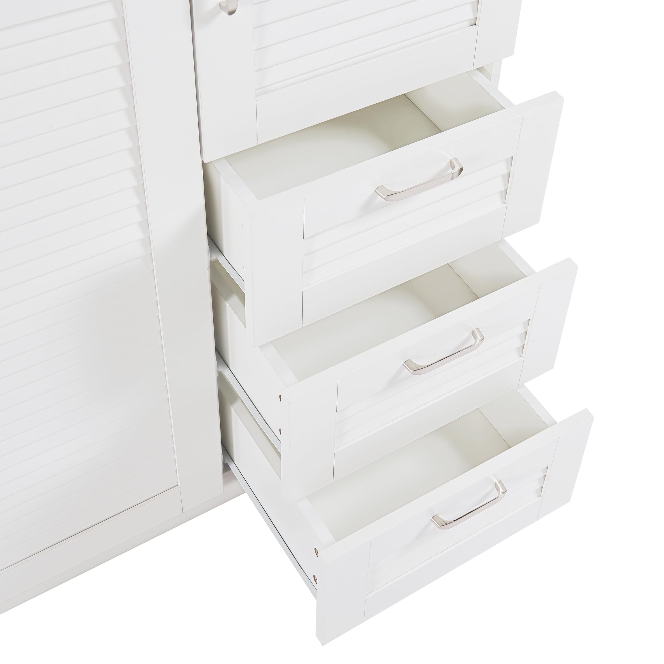 [en.casa] Armadio Guardaroba per Camera da Letto Armadio Chiuso con Ante a Persiana Scomparti Cassettiera Asta Appendiabiti 176 x 120 x 52 cm MDF - Bianco