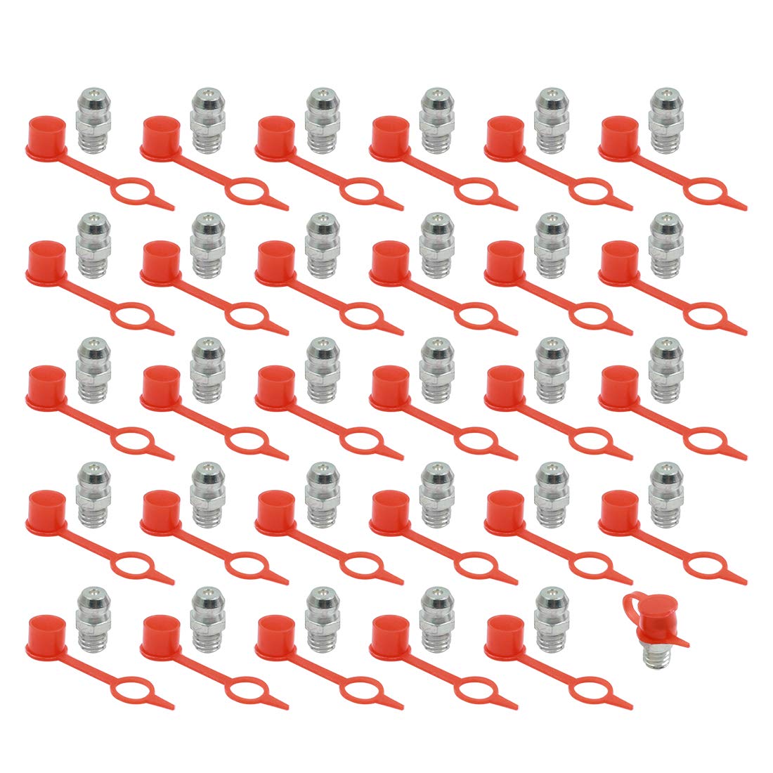 X AUTOHAUX M6 Straight Grease Nipple Fittings Iron Zinc Plating W/Dust Cap - 30 Set-image-16
