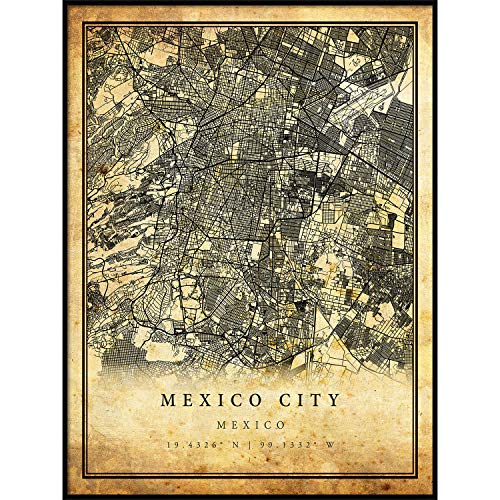 Mexico City map Vintage Style Poster Print | Old City Artwork Prints | Antique Style Home Decor | Mexico Wall Art Gift | Old map Poster 8.5x11