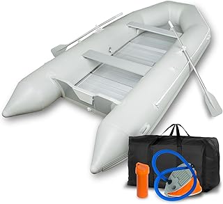 EBERTH Schlauchboot Angelboot Paddelboot aus robustem PVC für Außenborder, Boot mit 2X Sitzbank, 2X Paddel, Aluboden, Reparaturset, Pumpe, Tragetasche
