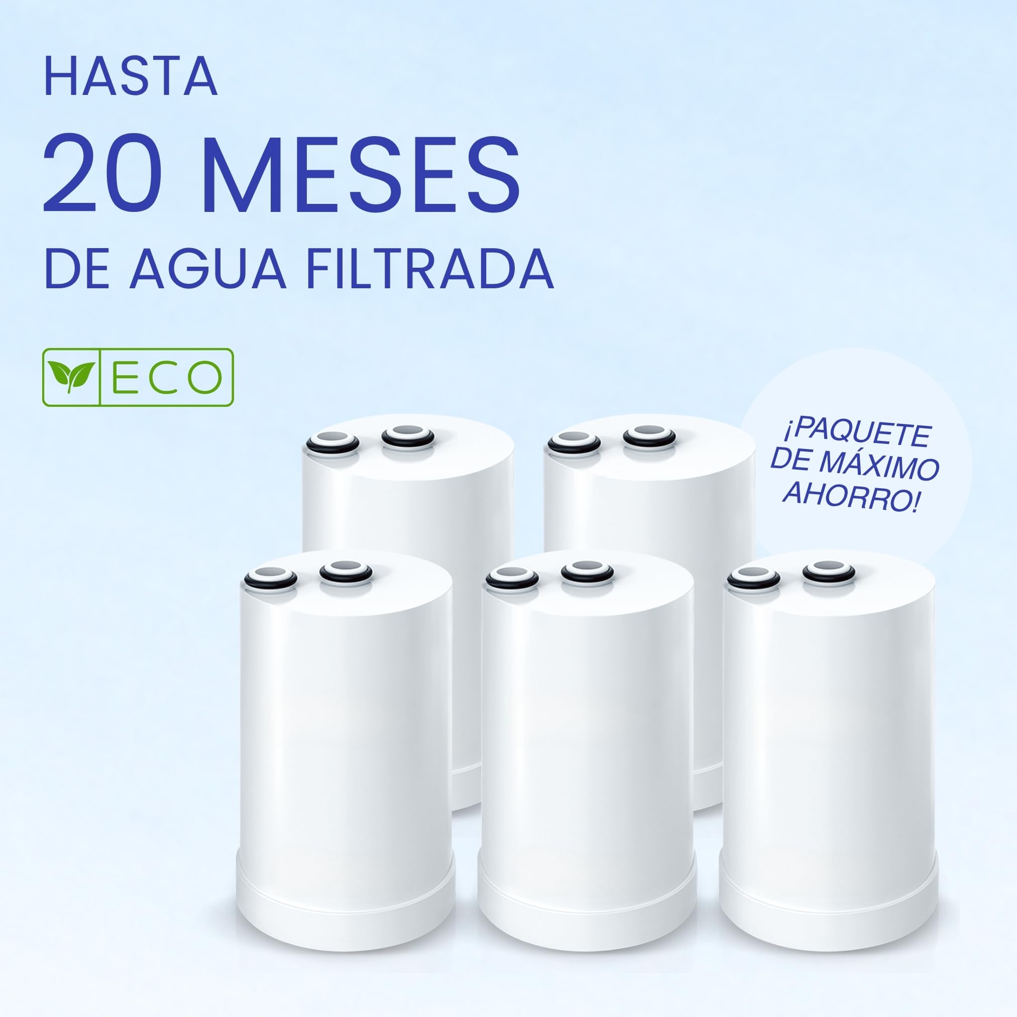 PURIT Filtros compatibles Brita On Tap (600 l/4 meses) Cartucho para Brita V-MF Reduce: cloro, PFAS, 99,99% de bacterias (5 unidades)