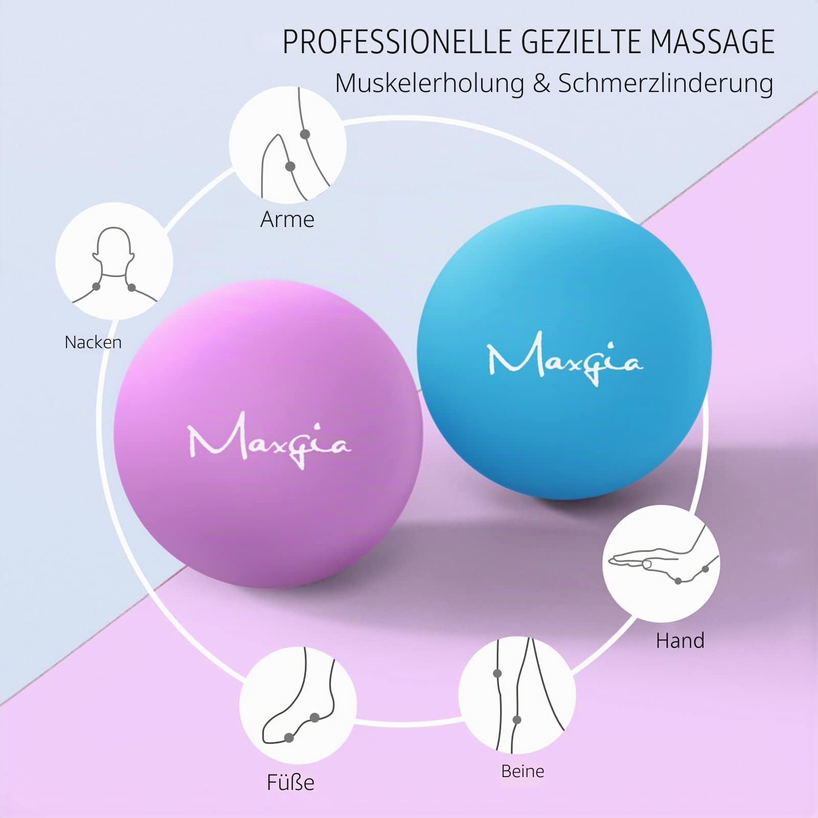 5 cm Mini-Massageball, 5 Geschwindigkeiten, elektrischer Massageball für Hand, Fuß, Muskeln, Therapieball zur myofaszialen Entspannung, Linderung von Plantarfasziitis (Lila)