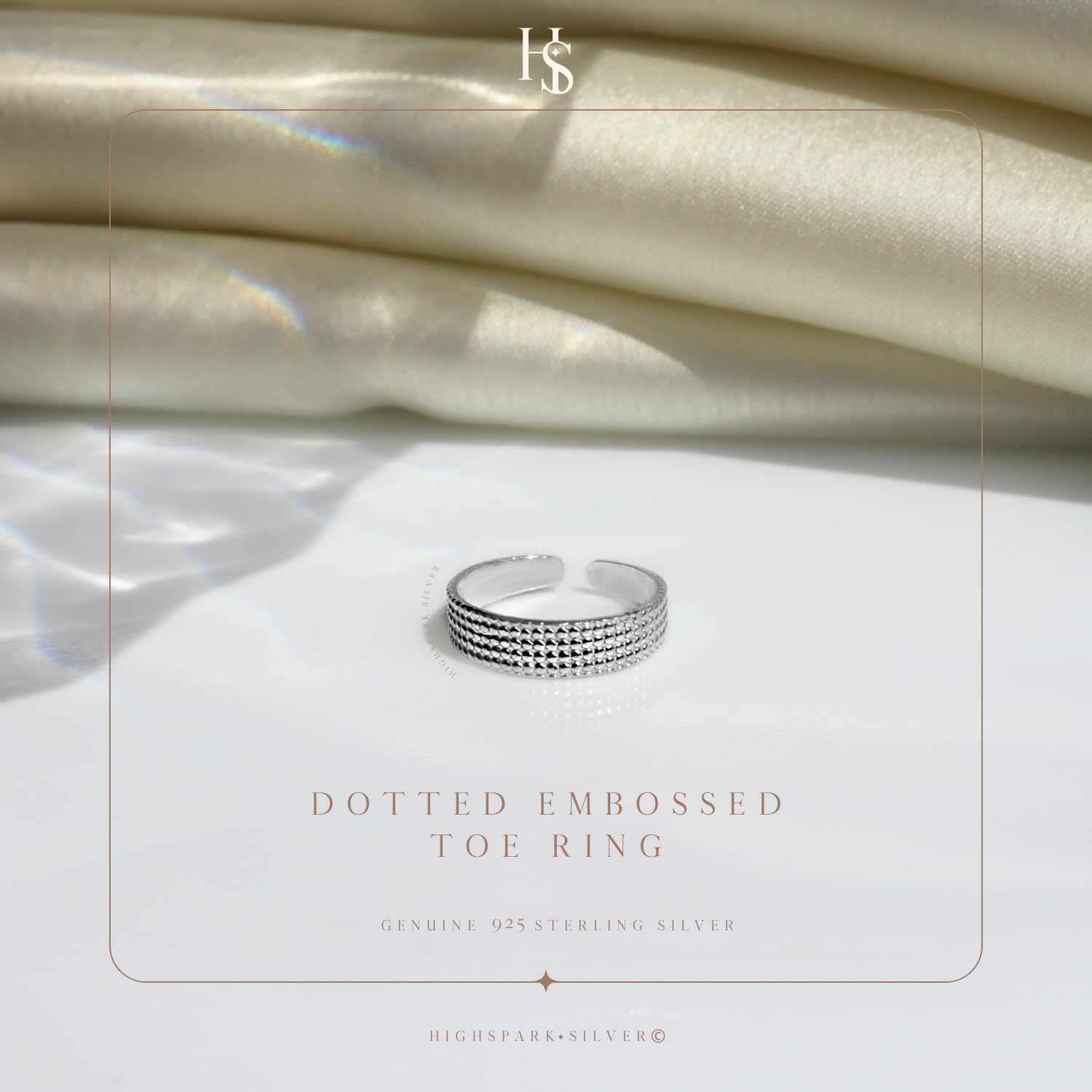 92.5 Sterling Toe Ring - Emboss Dot