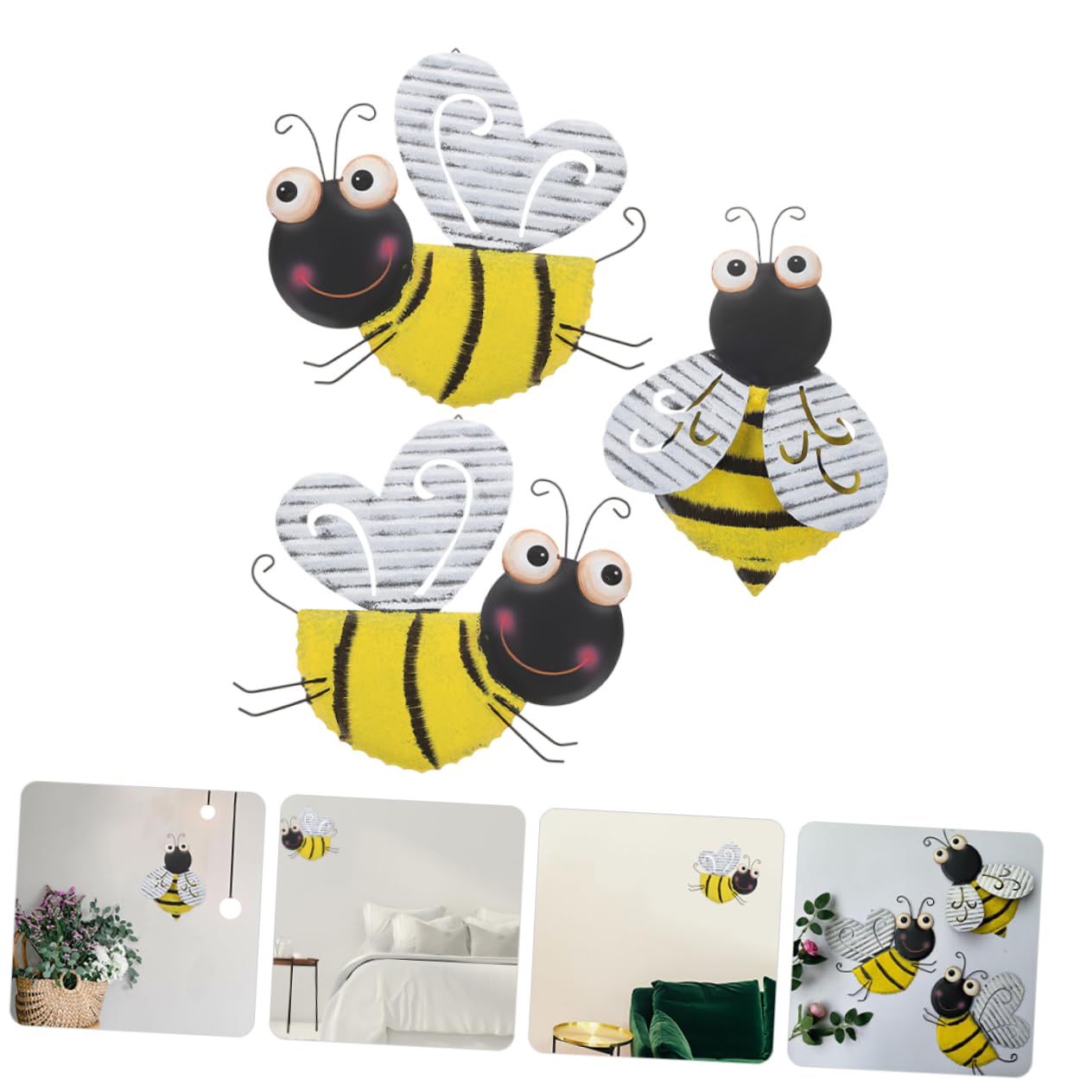 Amazon.co.jp: RORPOIR 3個点 鉄製ミツバチ壁掛けアート 壁面装飾 室内