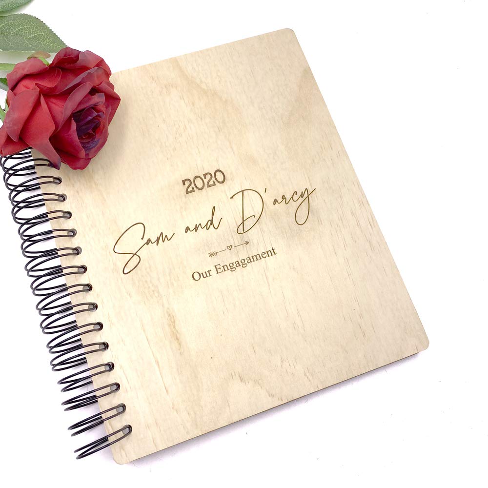 Personalised Large Engraved Wooden Engagement Photo Album Gift