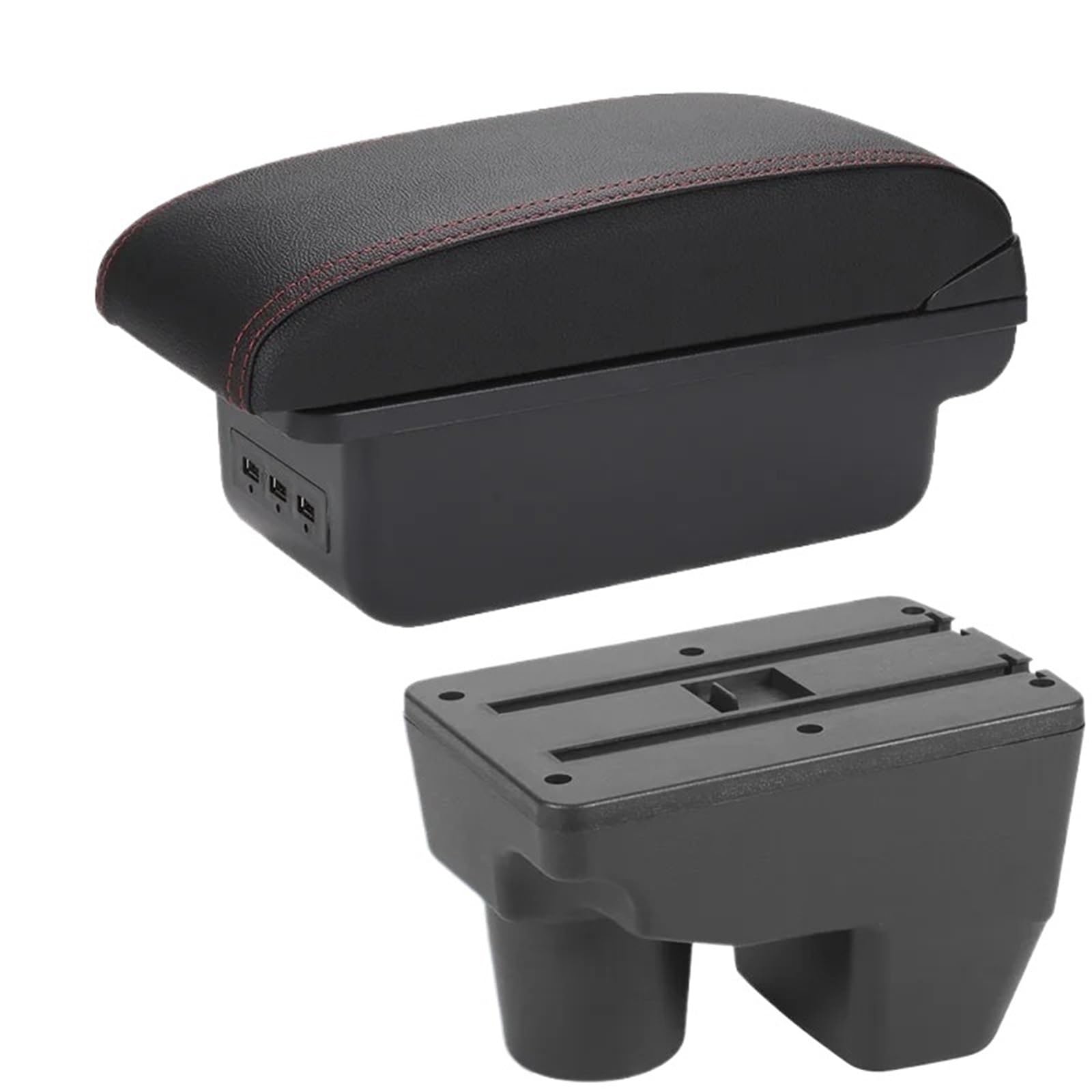 NOKRGQW Car Armrest Box For Toyota For Yaris 2021 2022 2023 2024 Car Armrest Storage Box Retrofit Parts Interior Car Accessories(B1 Black red 3USB)