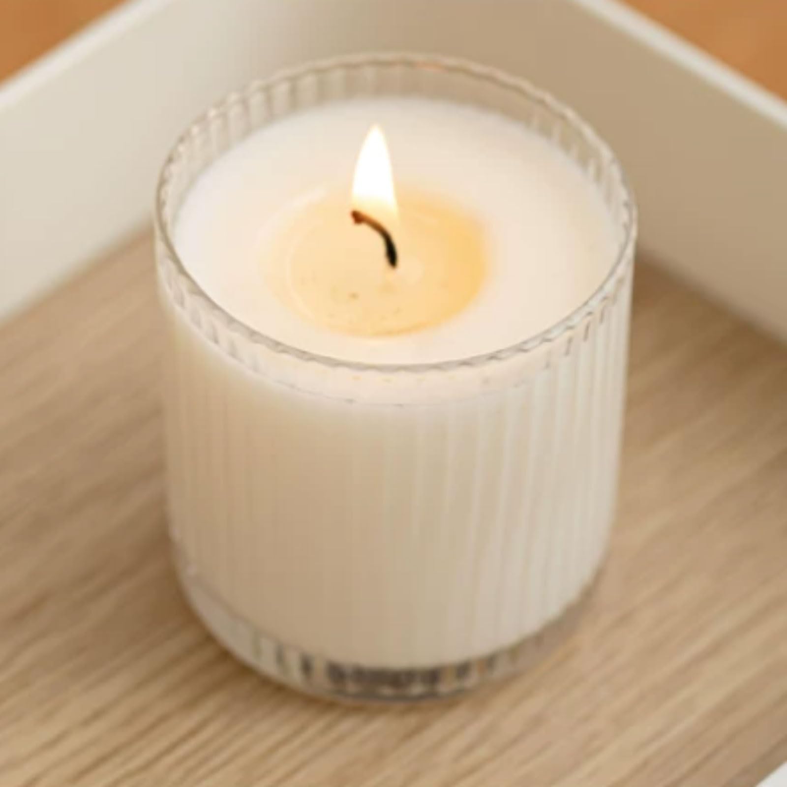 Exquisito Velas de cristal hechas con cera de soja y aceites esenciales, velas redondas en tarro de Camelia for el hogar perfumadas meloso