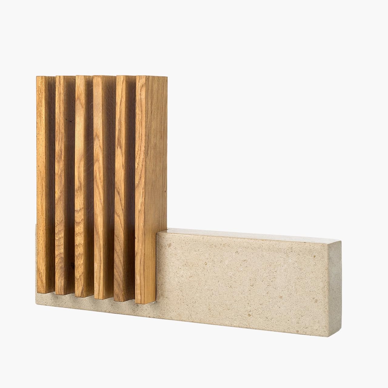 Arcos Petra Messerhalter, aus Kalkstein und Holz, 28 x 36 x 7 cm, für 6 Messer (Messer nicht im Lieferumfang enthalten)